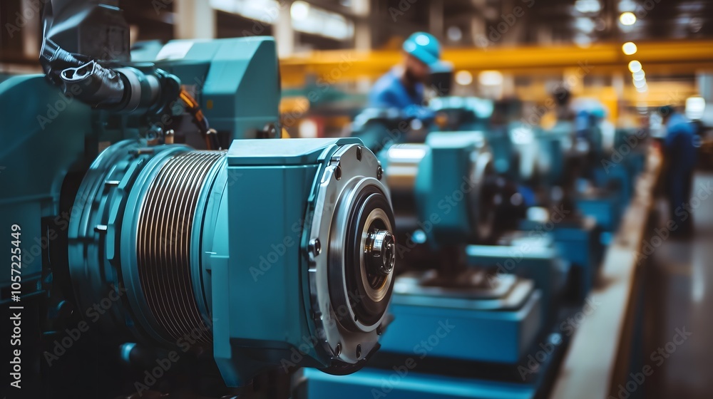Fototapeta premium Exploring industrial machinery a close-up on modern equipment in action at a manufacturing facility