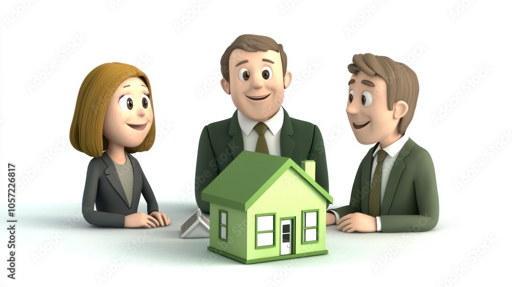 Happy clients engaging with loan officer to secure their dream home in a friendly atmosphere Happy clients engaging with loan officer to secure their dream home in a friendly atmosphere