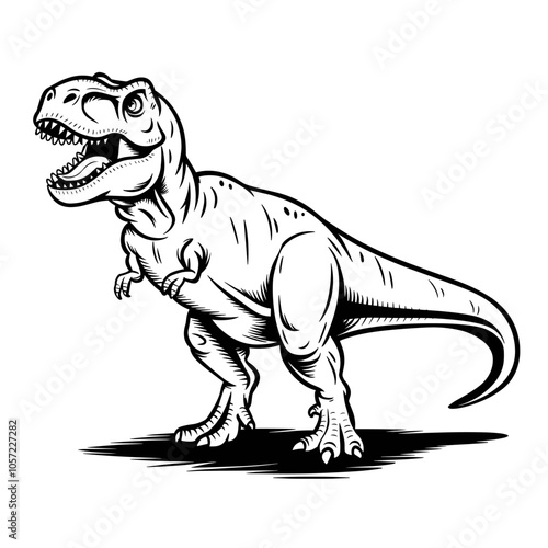black and white hand-drawn dinosaur sketches