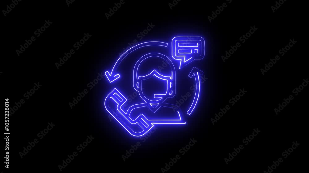 Neon line icon customer service moving. Neon line icon customer service moving.