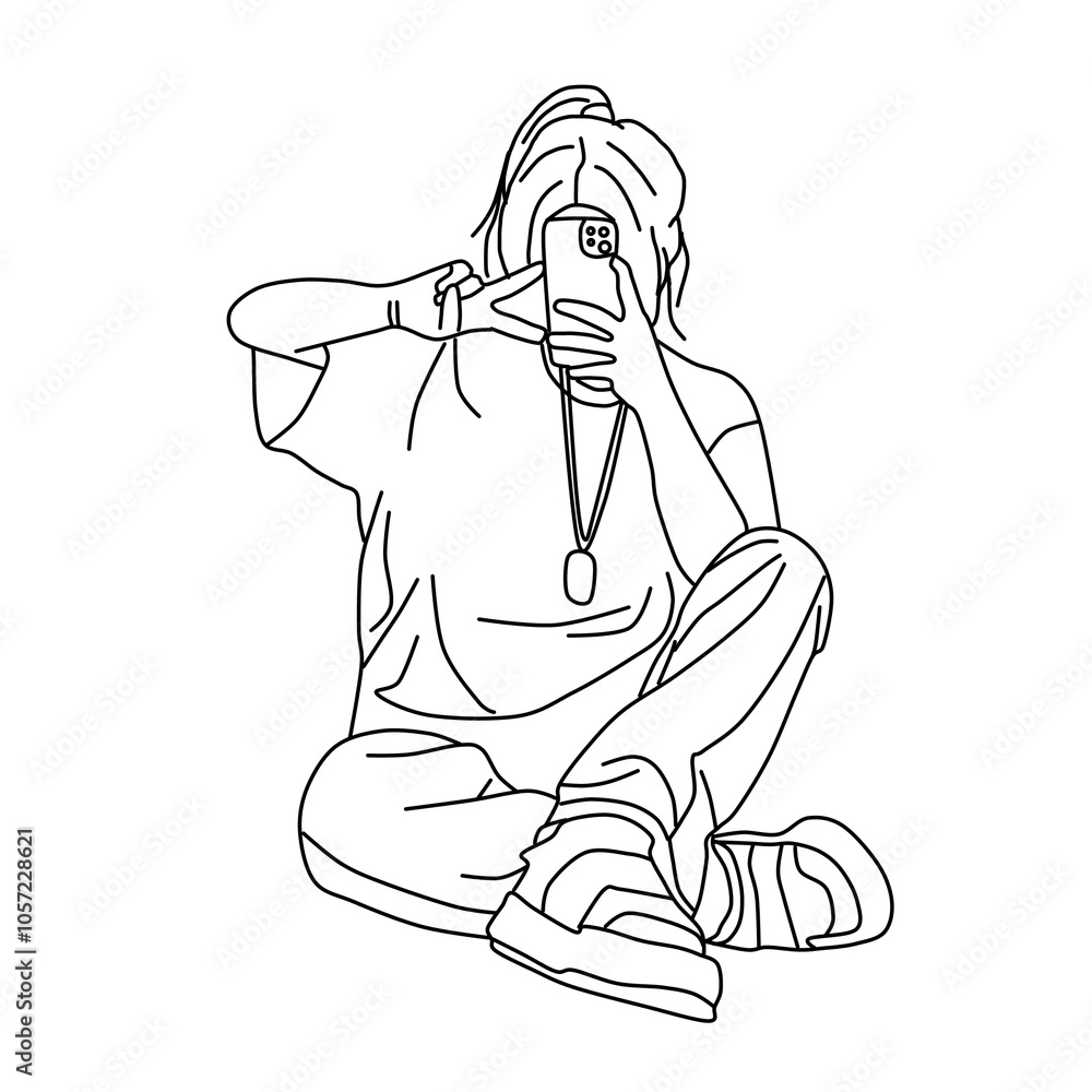 sketch of a flat style drawing of a Korean idol sketch of a flat style drawing of a Korean idol