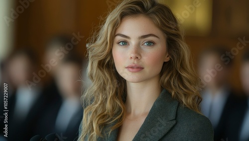 A Close-up Portrait of a Young Woman with Blonde Hair