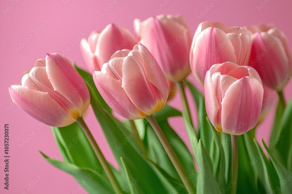 stunning spring tulip bouquet on soft pink backdrop ideal for valentines banner with ample space for message stunning spring tulip bouquet on soft pink backdrop ideal for valentines banner with ample space for message