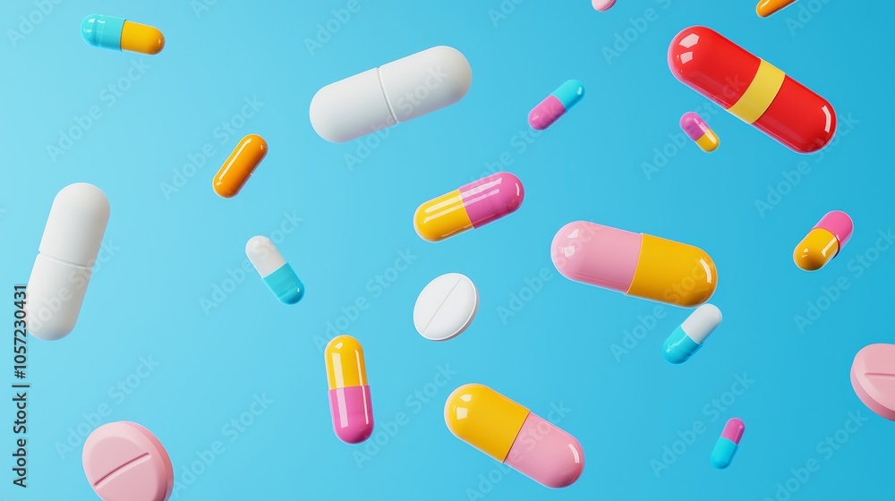 An array of multicolored pharmaceutical pills and capsules representing diversity in healthcare and medication, including opioids, vitamins, and a variety of medicines. An array of multicolored pharmaceutical pills and capsules representing diversity in healthcare and medication, including opioids, vitamins, and a variety of medicines.