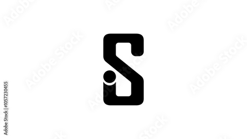 Initial letters IS SI, black isolated silhouette