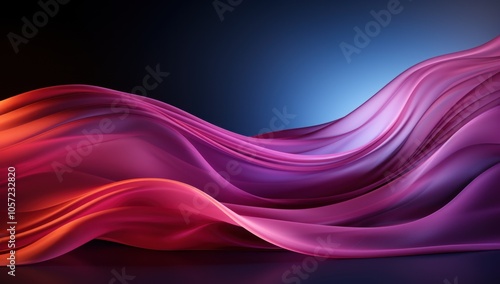 A vibrant abstract wave design with flowing colors in pink, purple, and blue hues.