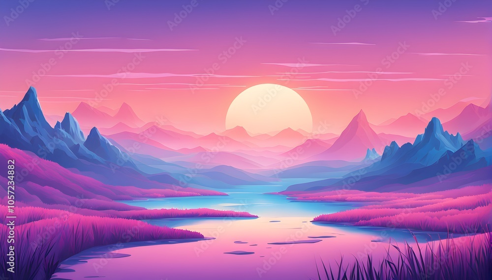abstract frozen landscape from dawn to dusk, where the colors gradually shift from cool blues to soft pinks and purples abstract frozen landscape from dawn to dusk, where the colors gradually shift from cool blues to soft pinks and purples