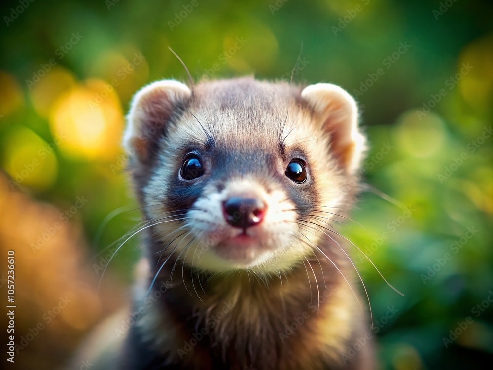 Young Ferret Isolated in Tilt-Shift Photography Style for Unique Animal Portraits Young Ferret Isolated in Tilt-Shift Photography Style for Unique Animal Portraits