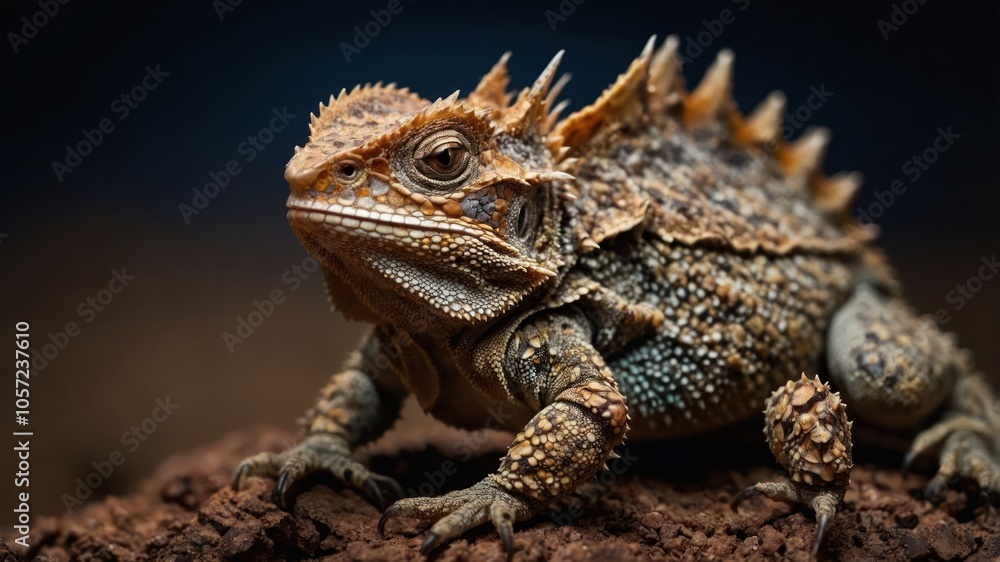 A close-up of a spiky lizard resting on a rocky surface, showcasing its unique texture and colors. A close-up of a spiky lizard resting on a rocky surface, showcasing its unique texture and colors.