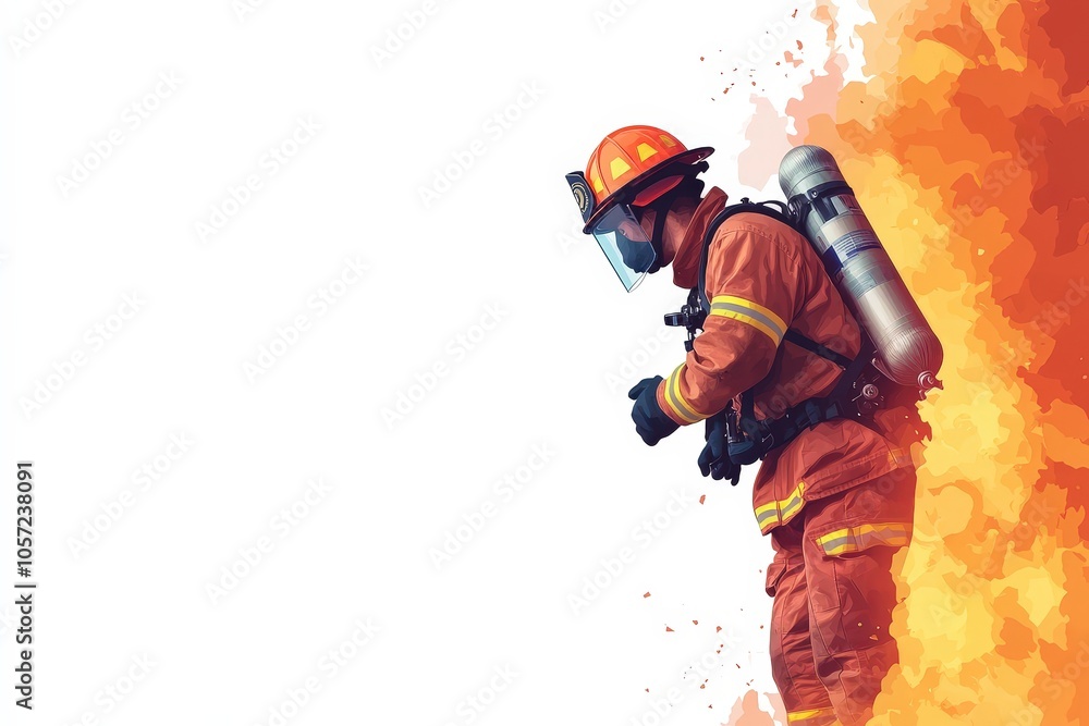 Fototapeta premium Isolated Firefighter Character Illustration on White Background