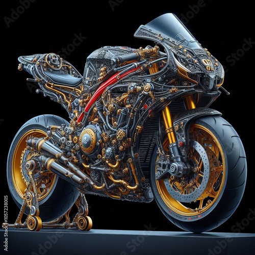 Macrorealism An ultra detailed lifelike depiction of the bike photo