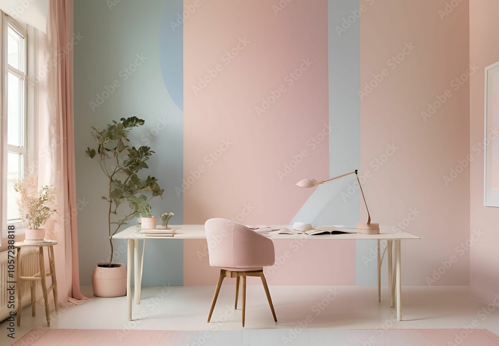 Fototapeta premium Bedroom, living room, office, pastel colors