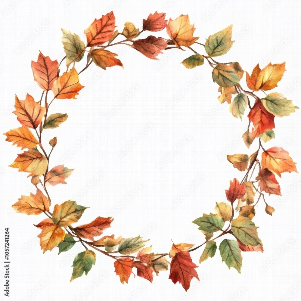 Autumn Leaves Round Frame Design Autumn Leaves Round Frame Design