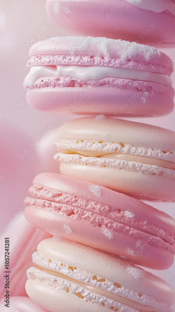 Close-up of a delicate French macaron tower, pastel colors, soft lighting, elegant Close-up of a delicate French macaron tower, pastel colors, soft lighting, elegant