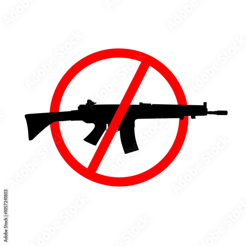 Stop the war Gun silhouettes, red forbidden circles. Anti-war icon. Prohibition of use of weapons