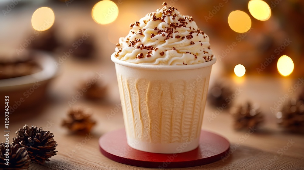 A cup of coffee with whipped cream and chocolate sprinkles on top A cup of coffee with whipped cream and chocolate sprinkles on top