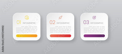 Infographic illustration design template with 3 steps or options. Infographic with business icons.