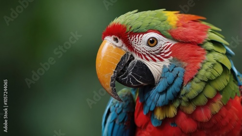 A vibrant close-up of a colorful parrot showcasing its feathers and beak.