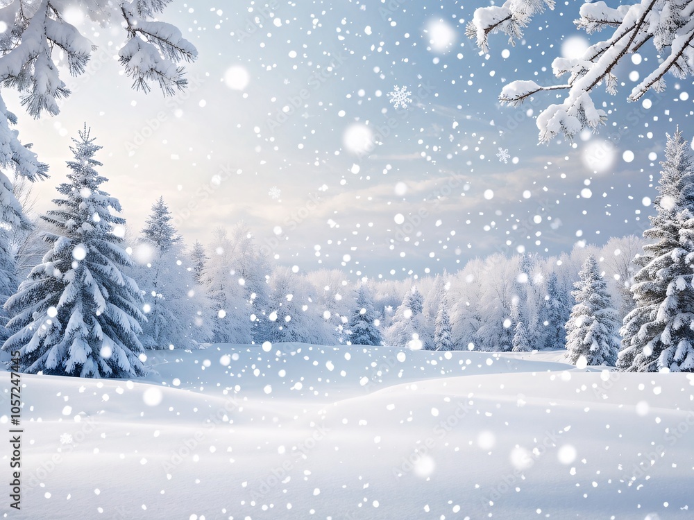 Snowy winter forest scene Snowy winter forest scene