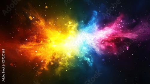 Soft explosion with vibrant colors on a dark background, smooth blending and gentle light effects