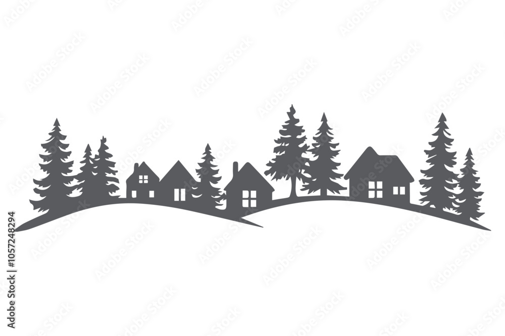 Fototapeta premium Cricut Christmas Village cut file