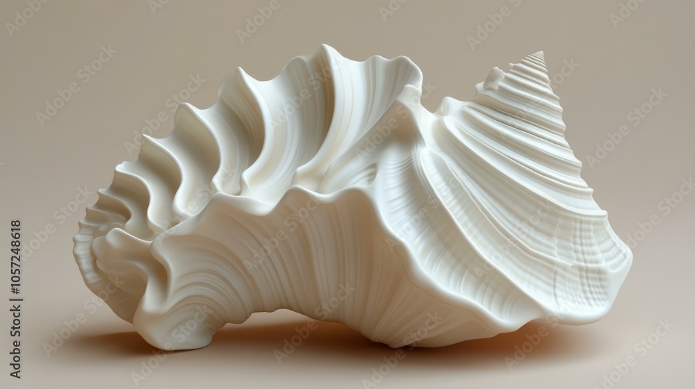 White Seashell Decoration, Artistic Shell Sculpture White Seashell Decoration, Artistic Shell Sculpture