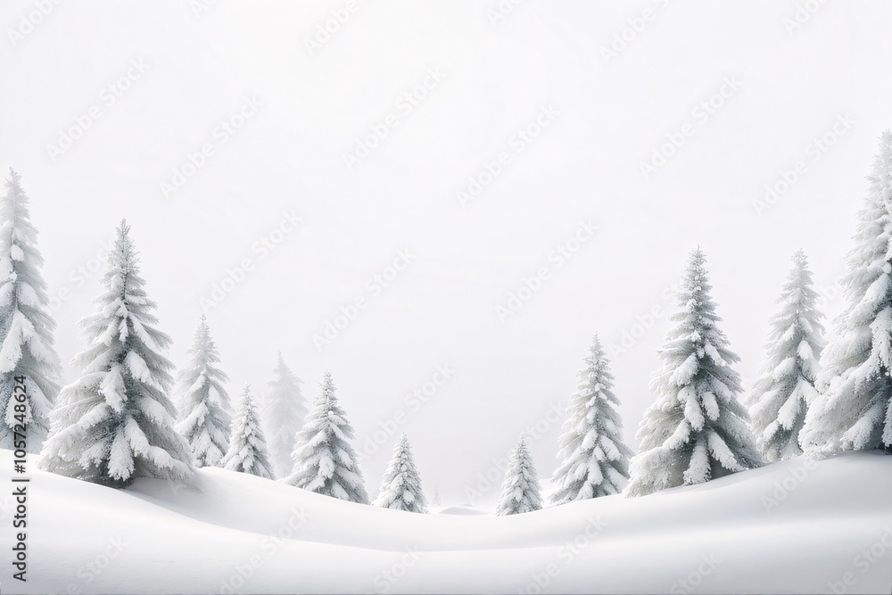 Fototapeta premium Snowy pine forest background