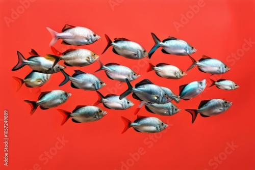 school of fish swimming in unison briefly forming the number