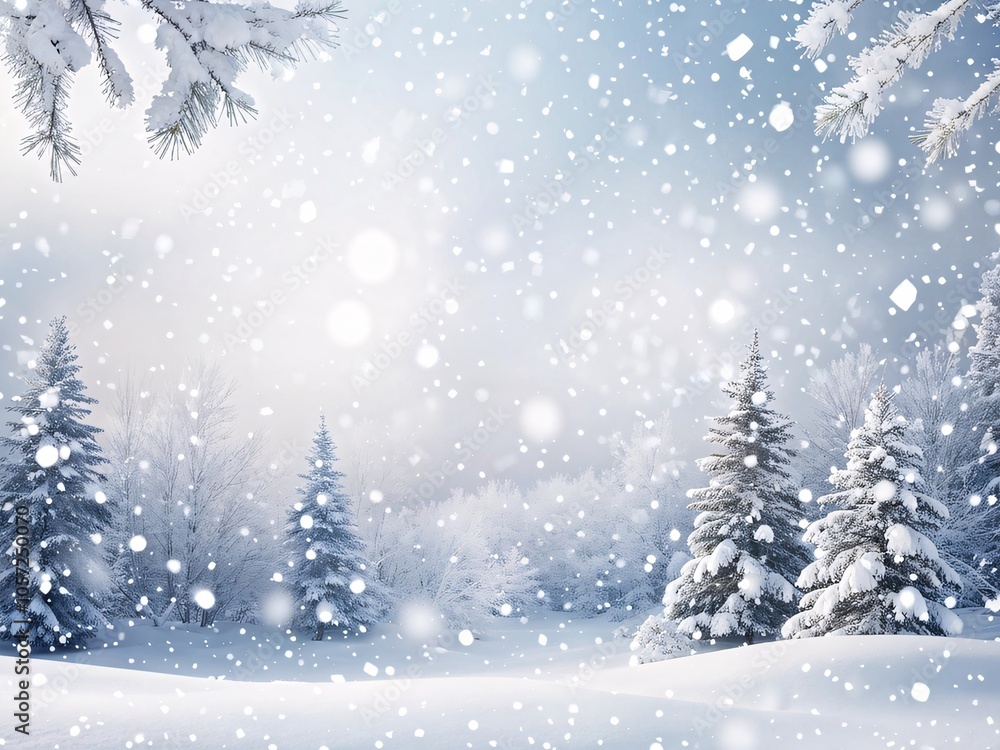 Snowy winter forest scene Snowy winter forest scene
