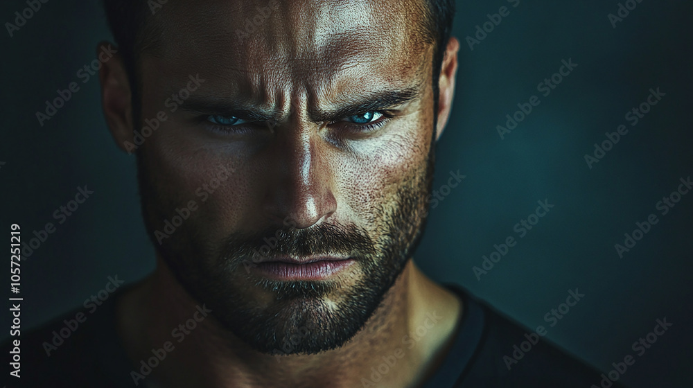 Angry man with a serious expression and fierce look Angry man with a serious expression and fierce look