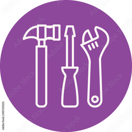 Carpentry Tools line circle icon