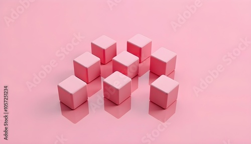 cubes with light reflection on surface on pink background