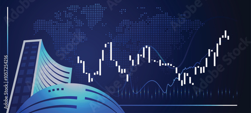 bse building share market bullish graph up vector poster