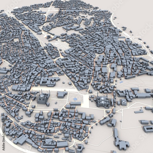 Istanbul City Turkey Map, 3D Rendering