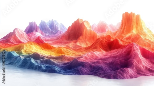 Colorful abstract mountain landscape with flowing textures and gradients.