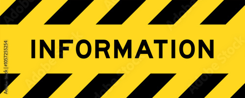 Yellow and black color with line striped label banner with word informationYellow and black color with line striped label banner with word information