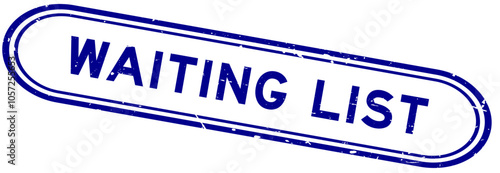 Grunge blue waiting list word rubber seal stamp on white background