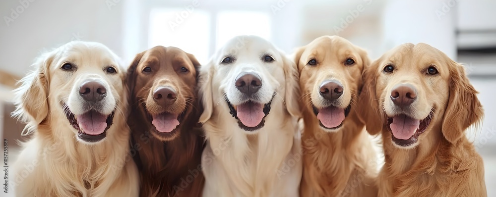 Adorable Golden Retrievers Nosing Each Other in Soft Light - Heartwarming Canine Companionship Captured in Warm Tones and Detailed Textures Adorable Golden Retrievers Nosing Each Other in Soft Light - Heartwarming Canine Companionship Captured in Warm Tones and Detailed Textures