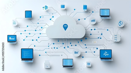 Hosting Network Icon with Two Tone Cloud and Interconnected Server Nodes  Representing the infrastructure connectivity and scalability of modern cloud based data management and IT services