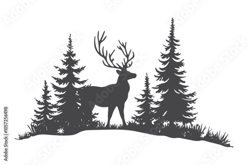 paper cut Christmas deer and snowflakes SVG cut file.