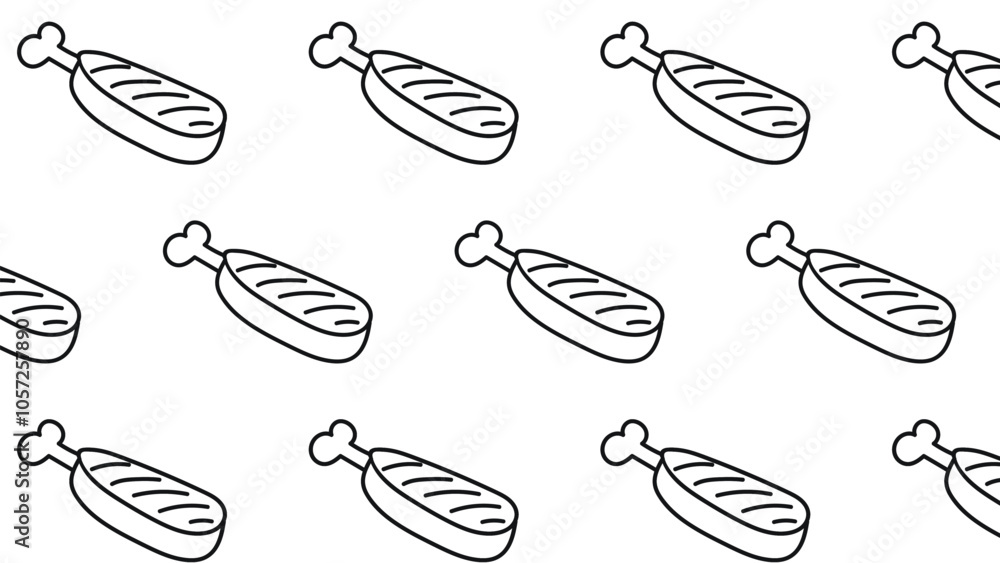 Seamless pattern with illustration of meat on bone, hand drawn. Seamless pattern with illustration of meat on bone, hand drawn.