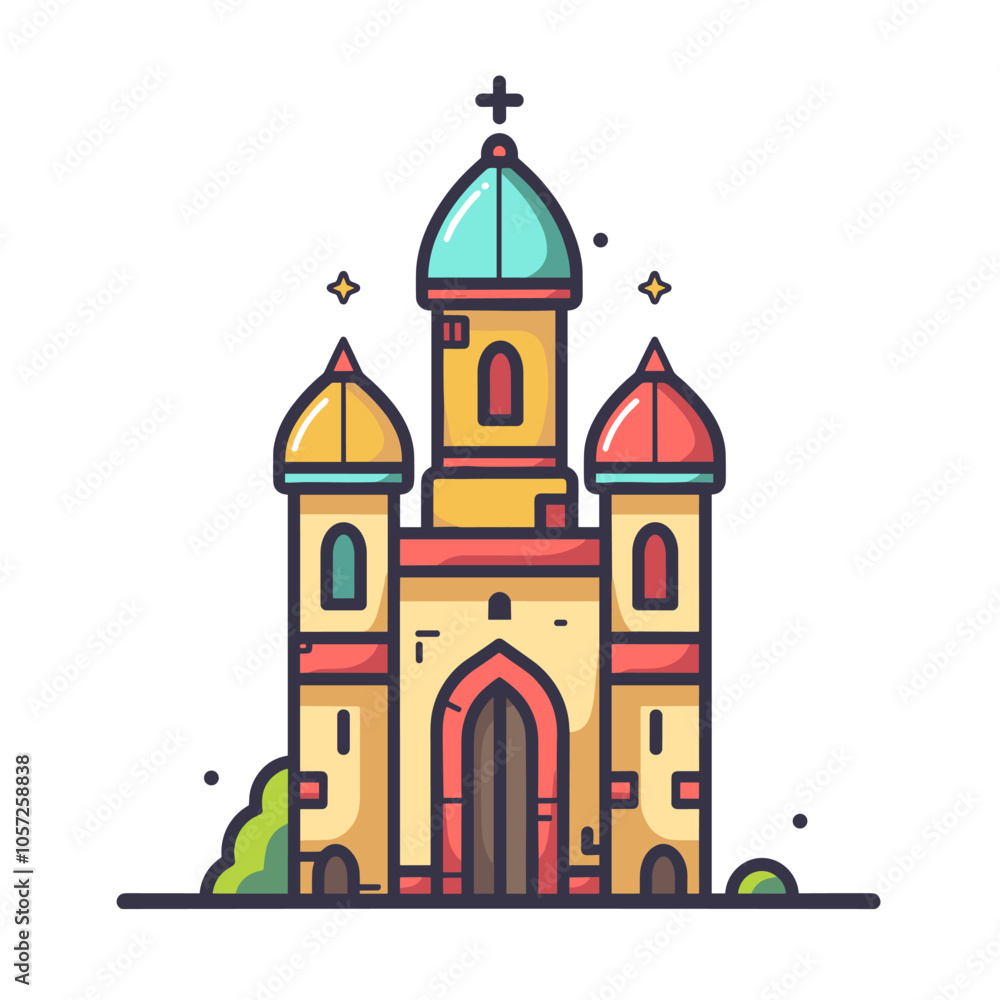 Obraz premium Church building icon. Flat illustration of church building icon for web design