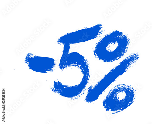 Minus 5 Percent Discount Tag Grunge Brush Stroke Drawing Vector Set