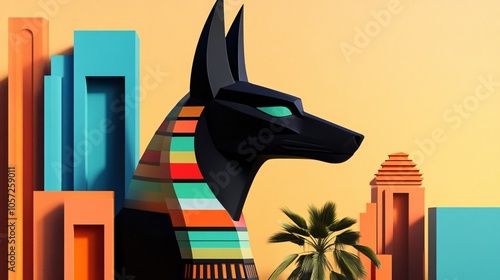 Anubis Statue in an Urban Setting