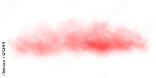 Fantastic red smoke. Magic smoke. Smog cloud on podium or stage. Fog vapor over ground or water surface, magic haze. PNG.