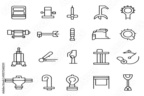 Outline Style Plumbing and Bathroom Fixtures Icon Set for Kitchen and Bathroom Design Projects.