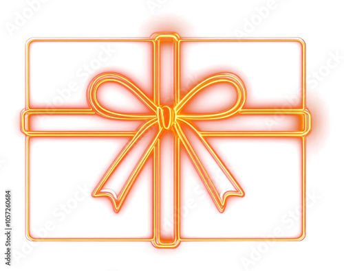 glowing gift box with orange ribbon clip art preview
