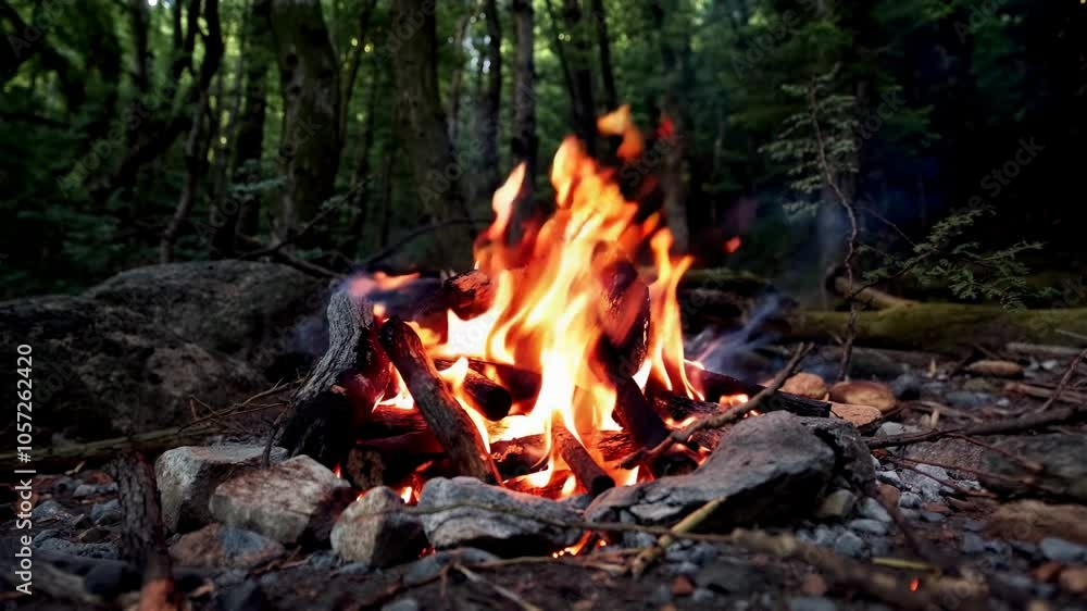 Close-up of Campfire Flames in Forest Setting Close-up of Campfire Flames in Forest Setting