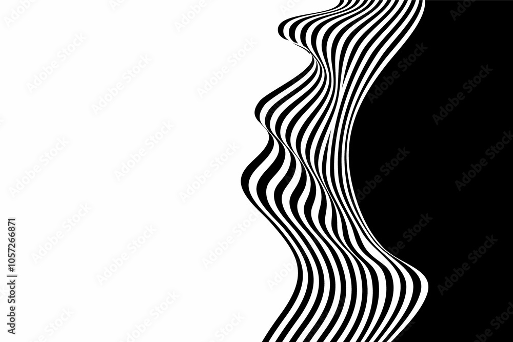 Black and white curved line stripe moving wave abstract background. Eps 10 Black and white curved line stripe moving wave abstract background. Eps 10