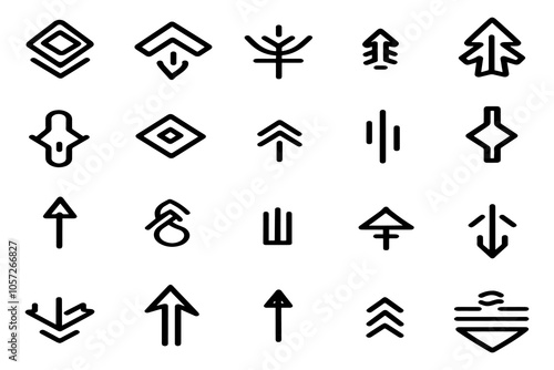 Unique Geometric Symbol Icon Set | Minimalist Abstract Shapes for Modern Graphic Design and Digital Projects.